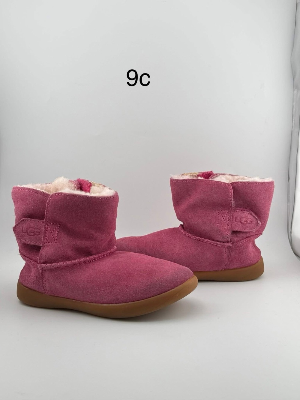 UGG Kids Rose Pink Suede Pull-On Shearling Boots